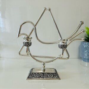 Amy Israel Jewish sabbath 925 silver 24k gold plated dove of peace candle holder